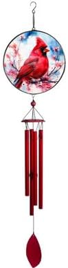 Spoontiques Cardinal Suncatcher Wind Chime - Outdoor Garden Décor - Decorative Chimes for Yard, Garden, Backyard and Patio Decoration