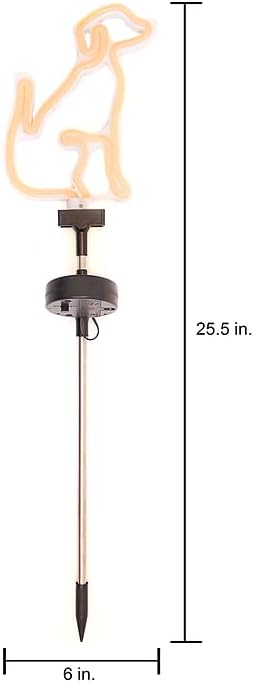 Touch Of ECO Solar LED Neon Dog Stake Light - Warm White- Outdoor Garden Décor, Yard Ornaments,Landscape Light, Patio Walkway Decoration - Gift for Dog Lovers, Birthday, Christmas