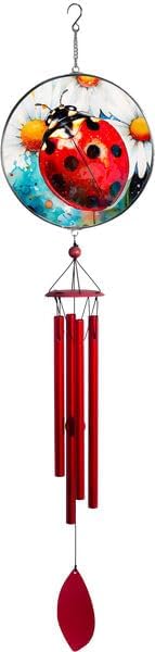 Spoontiques Ladybug Suncatcher Wind Chime - Outdoor Garden Décor - Decorative Chimes for Yard, Garden, Backyard and Patio Decoration