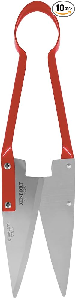 Zenport ZL122S-10PK ZL122S Heavy Duty Onion/Sheep Shear 5.5 Stainless Steel Blade 13-Inch Long Box of 10, Red