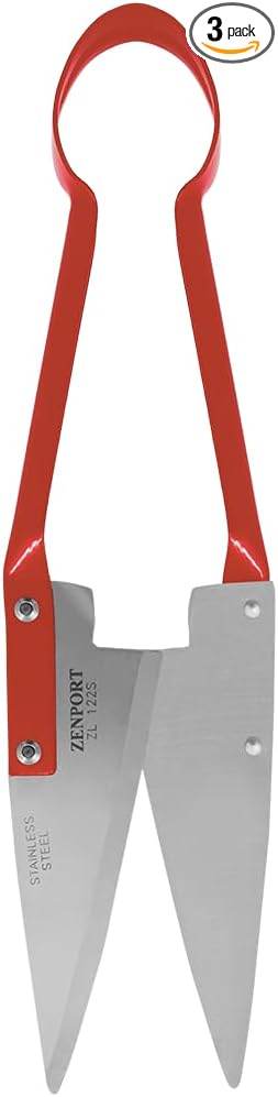 Zenport ZL122S Heavy Duty Onion and Sheep Shears, 5.5 Inch Stainless Steel Blades, Red - 3 Pack