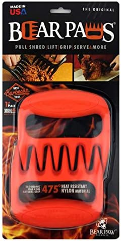 Bear Paws Meat Claws - The Original Meat Shredder Claws for Pulled Pork, USA Made - Easily Lift, Shred, Pull and Serve Pork, Chicken, Brisket and Turkey - Gift for Dad on Christmas! (Orange)
