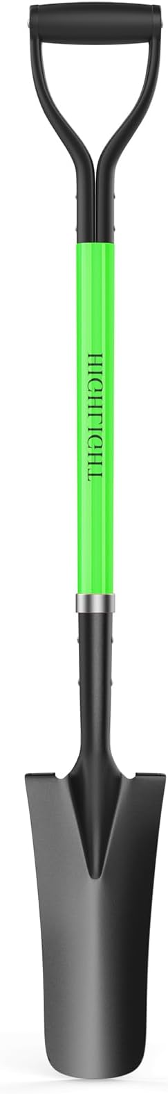 HIGHLIGHT Spade Shovel, Transplanting Spade, Drain Spade, Spade Shovels for Digging, Sharp Shooter Shovel or Spade, 45Inch, Stell D-Grip,Fiberglass Handle, Green