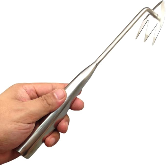 Yilia Weed Puller Tool, 2025 New Garden Weed Pulling Tool Uprooting Weeding Tool, 4 Teeth Weed Puller Tool Manganese Steel with Long Handle, Weeder Tool for Vegetable Garden Yard Planting (13.54inch)