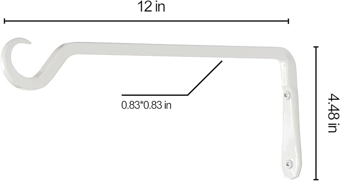 12" Plant Hangers 2-Pack - Heavy Duty Rust-Resistant Steel Hooks for Bird Feeders, Indoor/Outdoor Plants & Wall Decor, White