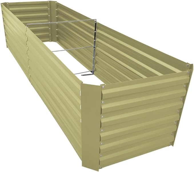 6x2x2FT Beige Metal Raised Garden Bed Kit, Galvanized Outdoor Garden Bed Planter Box for Vegetables, Flowers, Herbs, Succulents and More