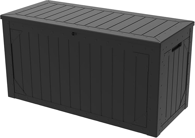 Yardgrace 110 Gallon Resin Deck Box Waterproof Outdoor Storage Box for Patio Furniture Pool Accessories Indoor Storage for Cushion Garden Tools, Black