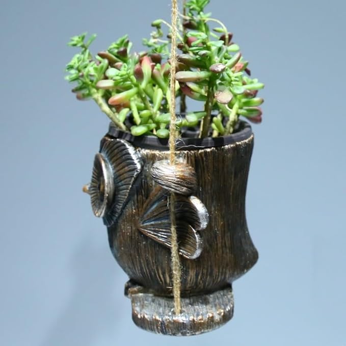Hanging Planter for Indoor/Outdoor Plant - Swinging Animal Planter Pot for Succulents, Small Plants (Animal Home Decor) (Dark Brown owl)