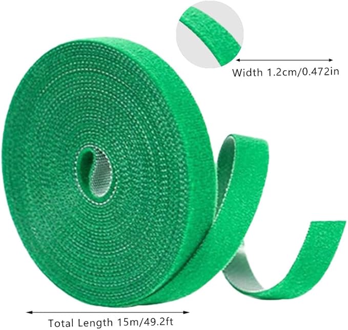 Reusable Plant Ties, Adjustable Green Garden Tape for Plant Support, Training, Cable Management, 75 ft x 0.47 in, Nylon Material