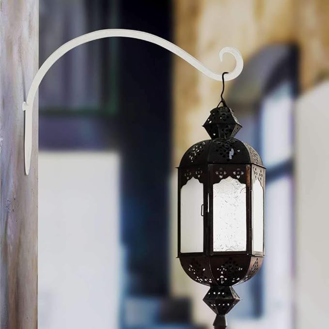 AJART White Plant Hanger Outdoor: 12-Inch Plant Hooks for Wall Indoor - Metal Plant Bracket Hook for Hanging Flower Baskets