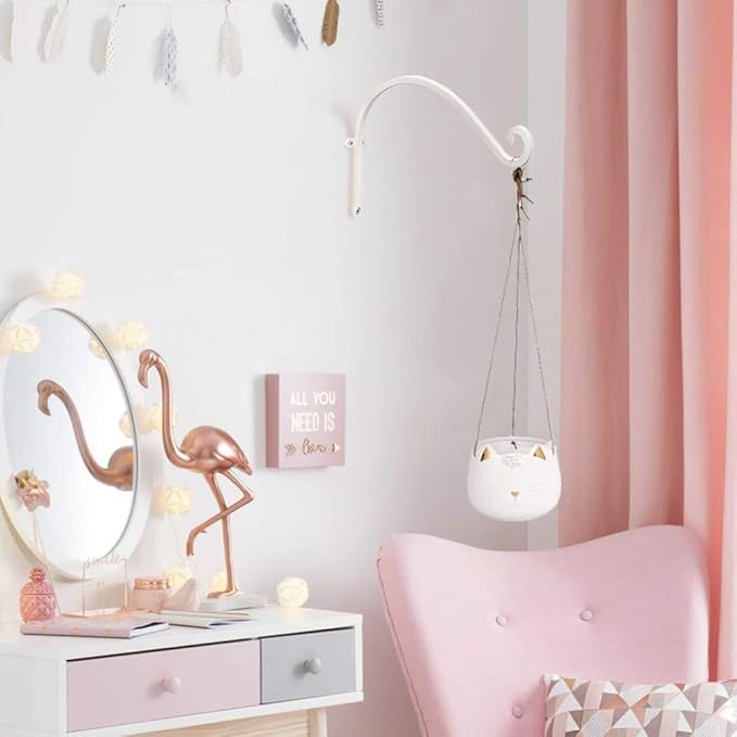 AJART White Plant Hanger Outdoor: 12-Inch Plant Hooks for Wall Indoor - Metal Plant Bracket Hook for Hanging Flower Baskets