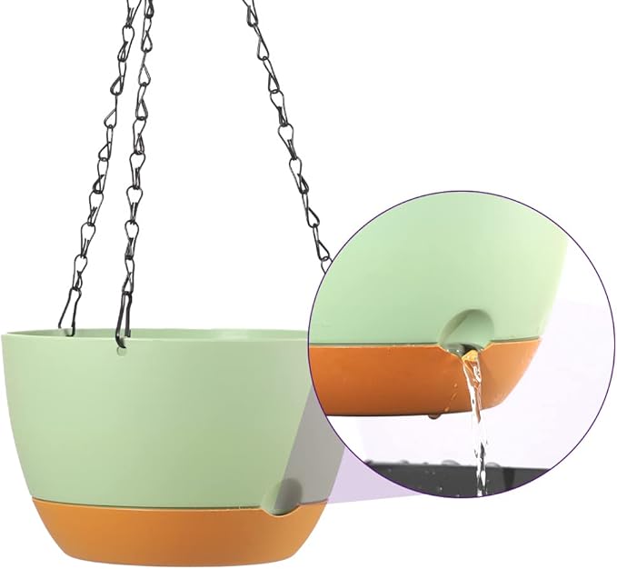 Lookat Set of 3 Self-Watering Hanging Pots for Plants Outdoor Indoor, Hanging Planters with Chains and Drainage Hole (8.3 inch White（3 Pieces）)