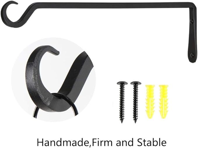 AILIN YELOKIE 16inch 4 Pack Plant Hanger, Sturdy Hanging Plant Hangers Outdoor, Bird Feeder Hanger for Bird, Plant Hangers for Planters, Lanterns, Wind Chimes Indoor Outdoor, Upgrade Black