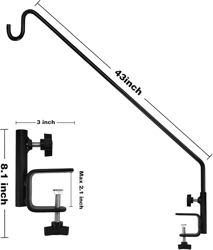 MIXXIDEA 2 Pack Heavy Duty Extensible Adjustable Deck Hooks for Hanging Bird Feeders, Plants, Suet Baskets, Wind Chimes, Lanterns