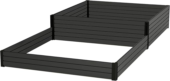 Elevated Wooden Raised Garden Planter - 2-Tier Outdoor Flower & Vegetable Box for Patio, Backyard, or Garden - Durable, Weather-Resistant Design - 47.2" x 47.2" x 12.2" (Black)