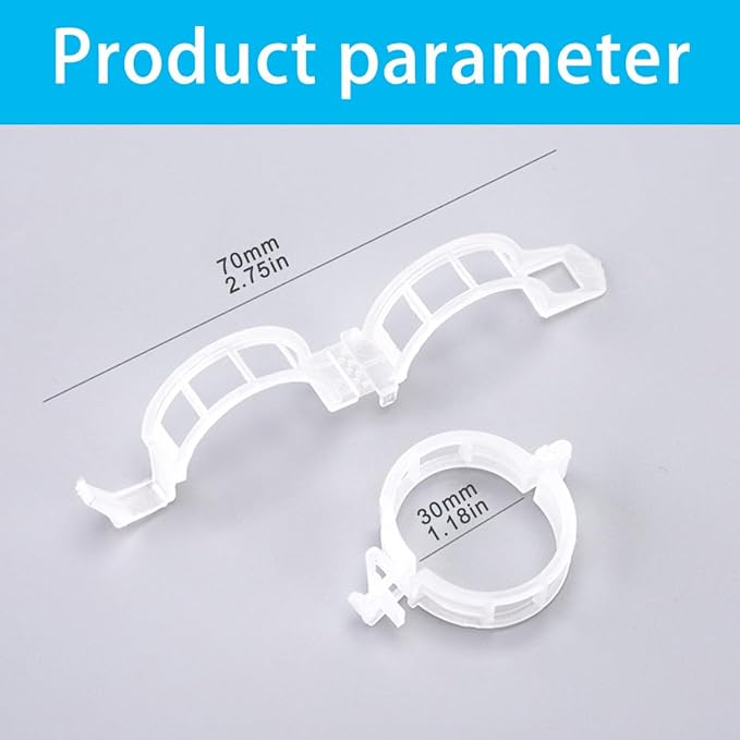 BLUE world Plant Support Clips, 50 Pieces, Plastic Garden Clips, Plant Tie Clips for Tomatoes, Cucumbers, Squash Vines, 1 Inch Inner Diameter (200, White)
