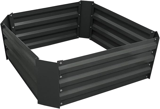 2x2x1FT Black Metal Raised Garden Bed Kit, Galvanized Outdoor Garden Bed Planter Box for Vegetables, Flowers, Herbs, Succulents and More