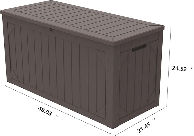 Yardgrace 110 Gallon Resin Deck Box Waterproof Outdoor Storage Box for Patio Furniture Pool Accessories Indoor Storage for Cushion Garden Tools, Brown