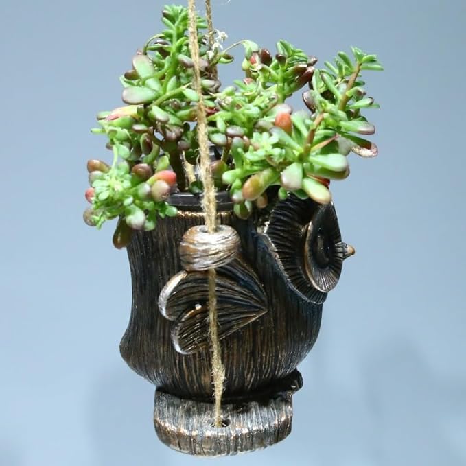 Hanging Planter for Indoor/Outdoor Plant - Swinging Animal Planter Pot for Succulents, Small Plants (Animal Home Decor) (Dark Brown owl)