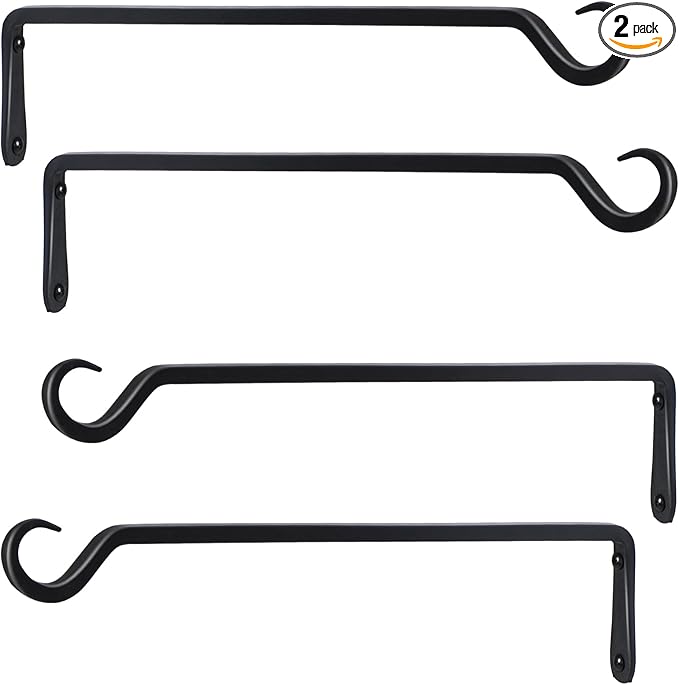AILIN YELOKIE 16inch 4 Pack Plant Hanger, Sturdy Hanging Plant Hangers Outdoor, Bird Feeder Hanger for Bird, Plant Hangers for Planters, Lanterns, Wind Chimes Indoor Outdoor, Upgrade Black