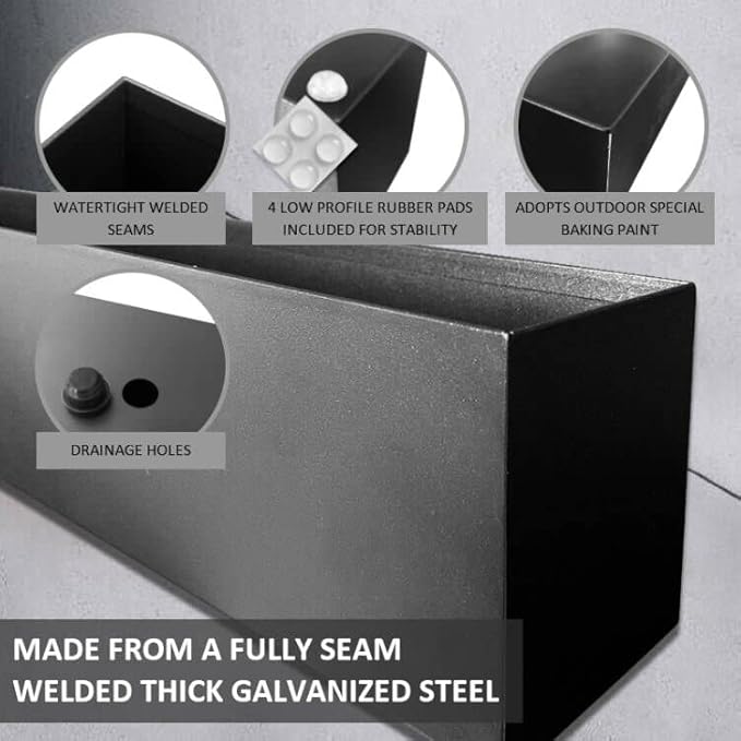 Rectangle Succulent Planter Box - 32" Window Sill Planters - Decorative Indoor/Outdoor Table or Window Boxes Planter - Windowsill Herb (1pc Black)