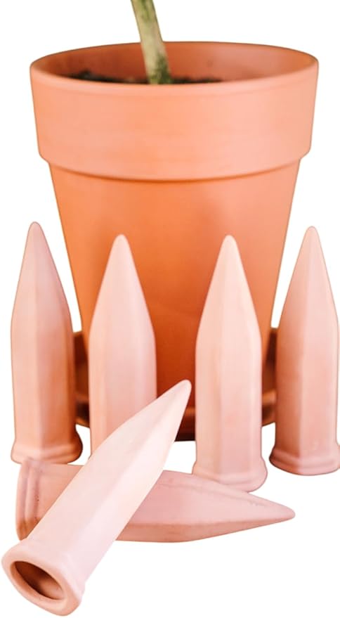 Oasis 6-Pack Terracotta Watering Spikes - Slow Release Self Watering Stakes, Plant Watering Devices for Wine Bottles, Container, Small Tree and Houseplant - Perfect for Busy Plant Parents