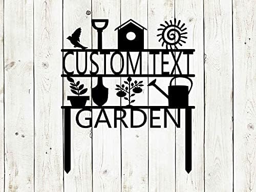 Custom Garden Sign, Garden Sign, Personalized Garden Sign, Garden Stake (20" W x 17" H, Black)