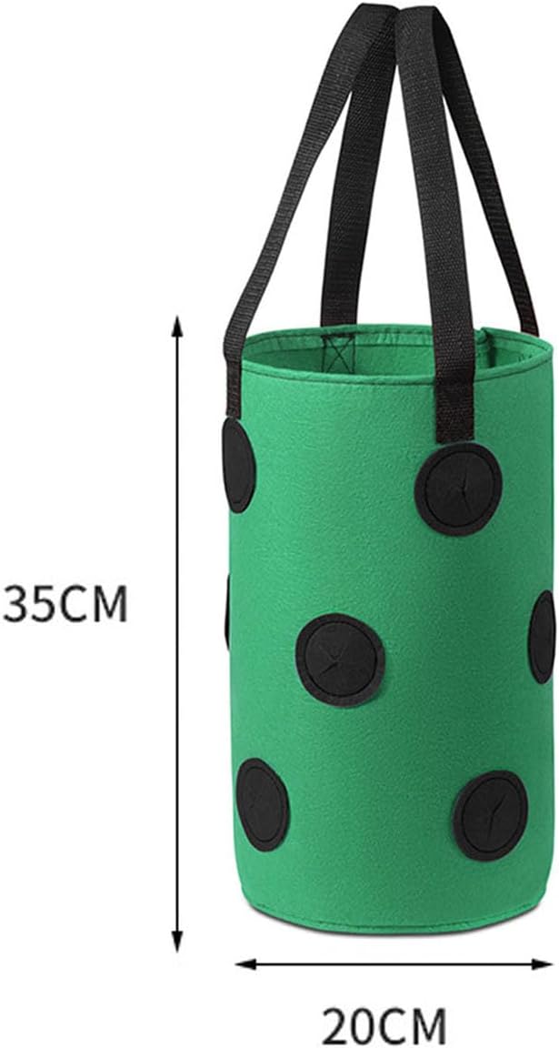 2 Pcs Hanging Planter Bags 9.84*11.81 Inch Non Woven Grow Bags 3 Gallons with 12 Holes Vertical Mounted Planting Bag Indoor Outdoor for Flower Strawberry Vegetable Tomato Potato (Green-Black)