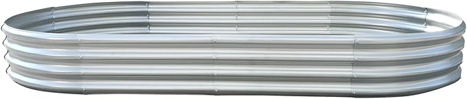 8x4x1Ft Electro-Galvanized Sheet Steel Raised Garden Bed for Flowers Planting Vegetables Silver Flower Box