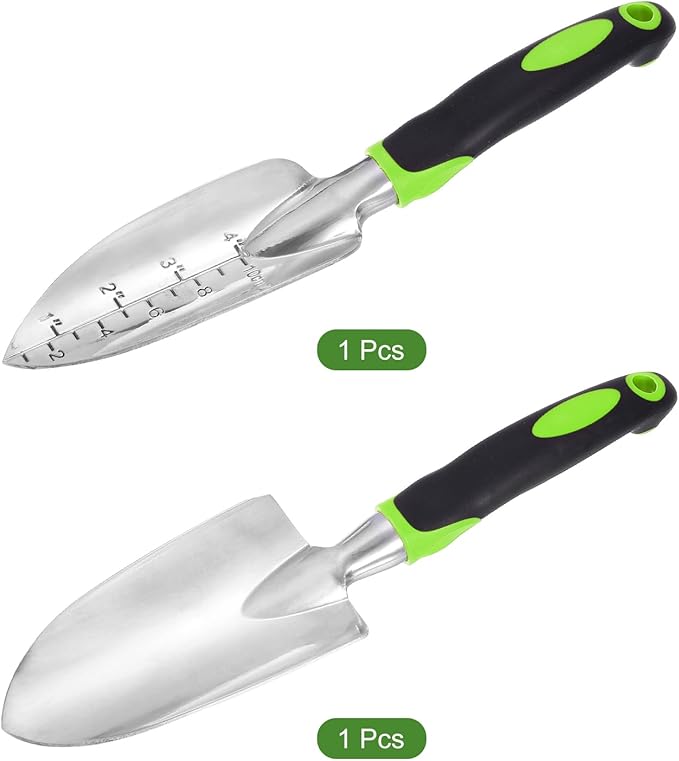 HARFINGTON 2pcs Garden Hand Shovels 11.8" Measurements Aluminum Transplanting Trowel Small Gardening Hand Tools for Planting, Green