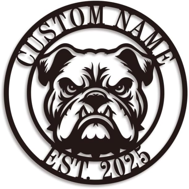 Personalized Pet Name Metal Sign Custom French Bulldog Pug Labrador Retriever Wall Art “On Premises” Warning Sign for Door Gate Dog House Metal Wall Decoration