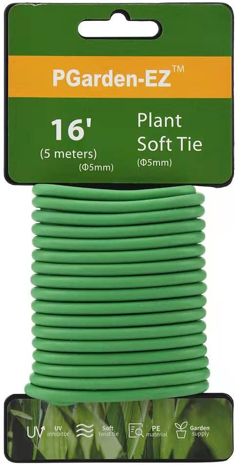 PGarden-EZ Green Soft Twist Tie Plant Tie Flexible TPR Garden Supply, for Tomatoes Roses Vines Organizing(16.4 feet/ 5 Meters)…, 16 feet