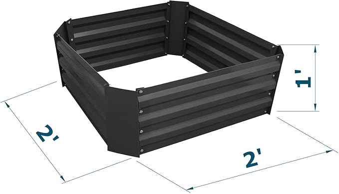 2x2x1FT Black Metal Raised Garden Bed Kit, Galvanized Outdoor Garden Bed Planter Box for Vegetables, Flowers, Herbs, Succulents and More
