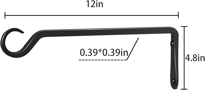 12" Plant Hangers 8-Pack - Heavy Duty Rust-Resistant Steel Hooks for Bird Feeders, Indoor/Outdoor Plants & Wall Decor, Black