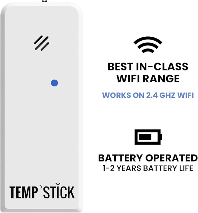 Temp Stick Remote WiFi Temperature & Humidity Sensor, Data Logger. No Subscription. 24/7 Monitor, Unlimited Text, App & Email Alerts. Made in America. Use with Alexa, IFTTT. Monitor Anywhere, Anytime