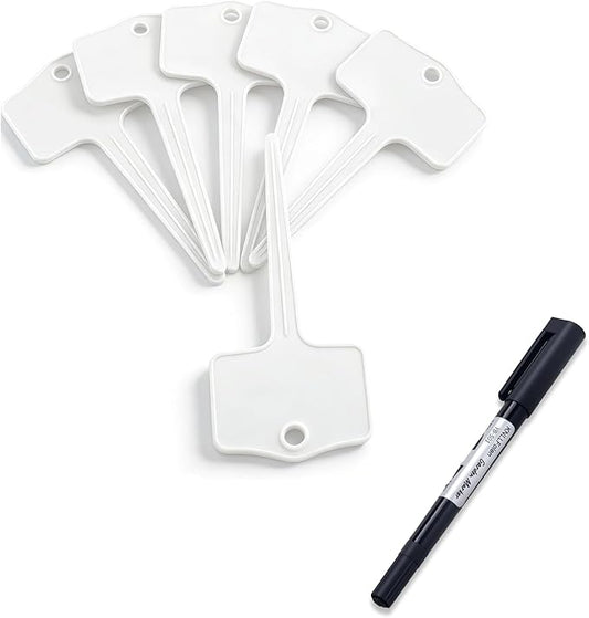 50pcs Plastic Plant T-Type Labels Garden Stake Markers Waterproof Plant Tags and one Garden Marker