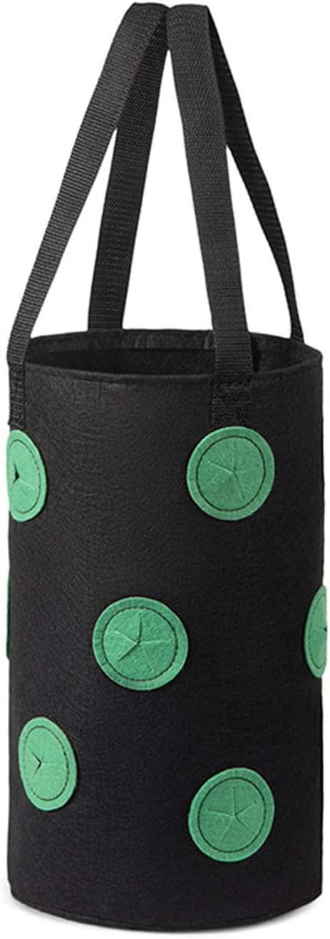 2 Pcs Hanging Planter Bags 9.84*11.81 Inch Non Woven Grow Bags 3 Gallons with 12 Holes Vertical Mounted Planting Bag Indoor Outdoor for Flower Strawberry Vegetable Tomato Potato (Black-Green)