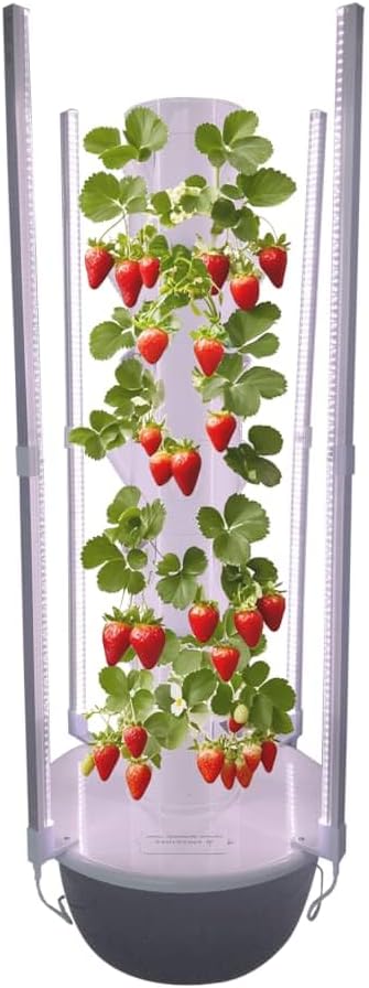 GRETEGO G&GO Hydroponics Growing System Kit with LED Grow Lights, Aero Gardening System, Hydroponic Tower, 28 Net Pots, Tomato, Green Salad, Strawberry Tower for Your Indoor Vegetable Garden