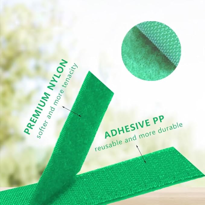 Reusable Plant Ties, Adjustable Green Garden Tape for Plant Support, Training, Cable Management, 75 ft x 0.47 in, Nylon Material