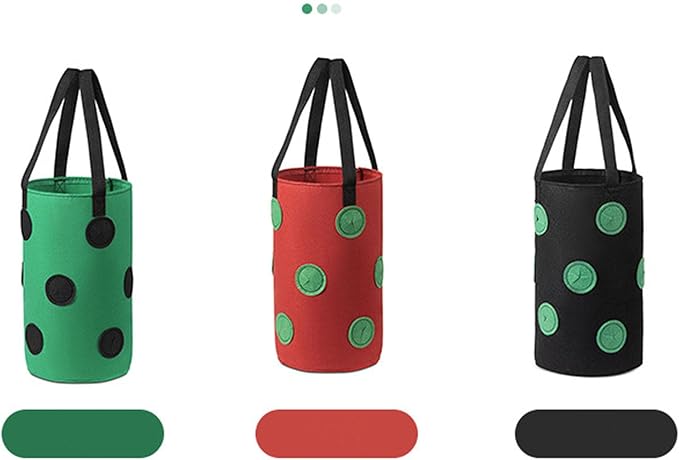 2 Pcs Hanging Planter Bags 9.84*11.81 Inch Non Woven Grow Bags 3 Gallons with 12 Holes Vertical Mounted Planting Bag Indoor Outdoor for Flower Strawberry Vegetable Tomato Potato (Black-Green)