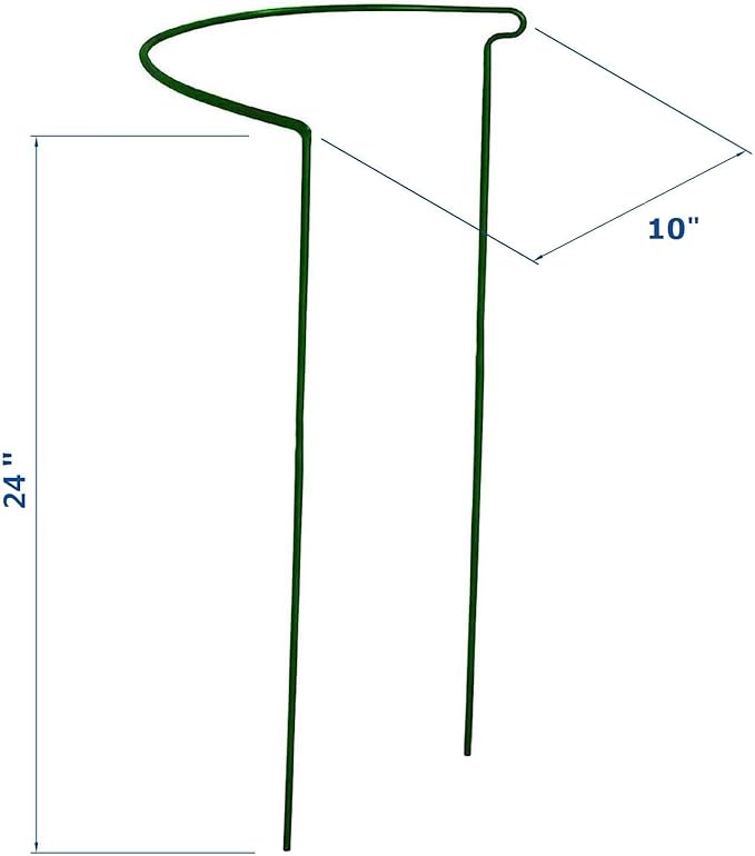 12 Pack 24 Inch High Plant Stake,Garden Plant Support,Half-Round Peony Cage Plant Ring Hoop