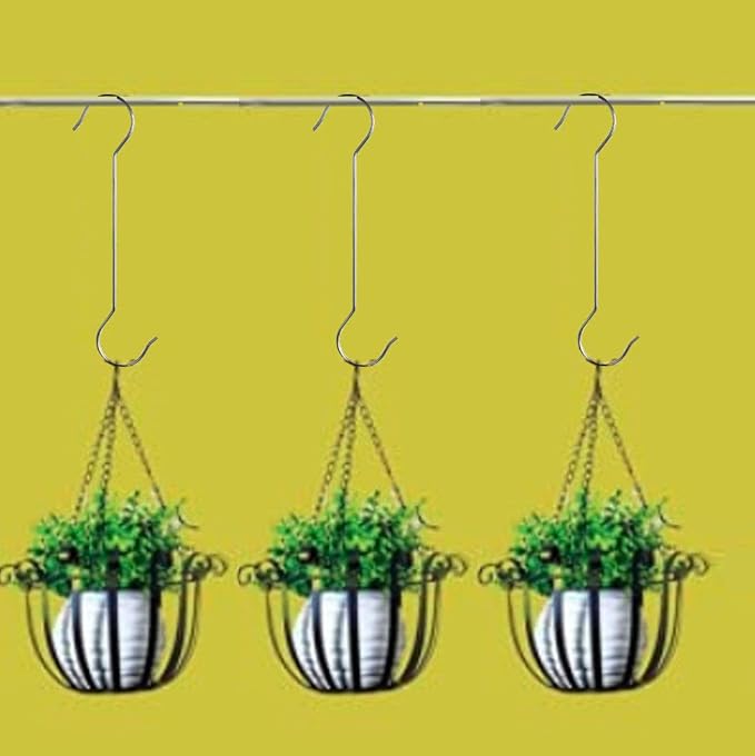 Lchkrep 16 Inch Extra Large Heavy Duty Long Outdoor Plant Hanging S Hooks - for Baskets, Bird Feeders, Wind Chimes, Garden Ornaments,Pergola,Closet,Flower Basket,Indoor Outdoor Uses (6 Pack)…