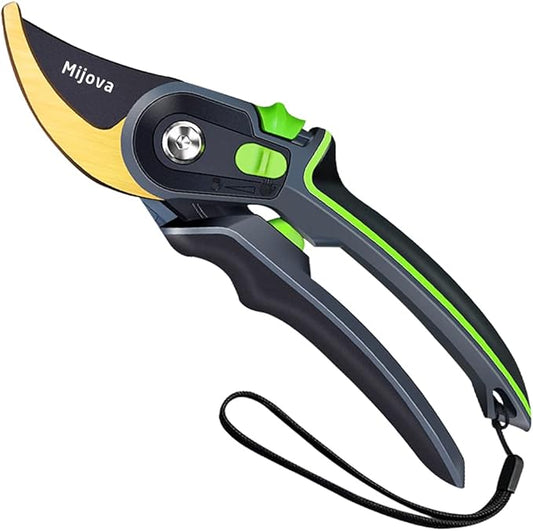 Garden Pruners, Heavy Duty Garden Clippers, Pruning Shears with Adjustable Thumb Lock, Hand Gardening Tools Pruners, High Carbon Steel Sharp Gardening Scissors (green)