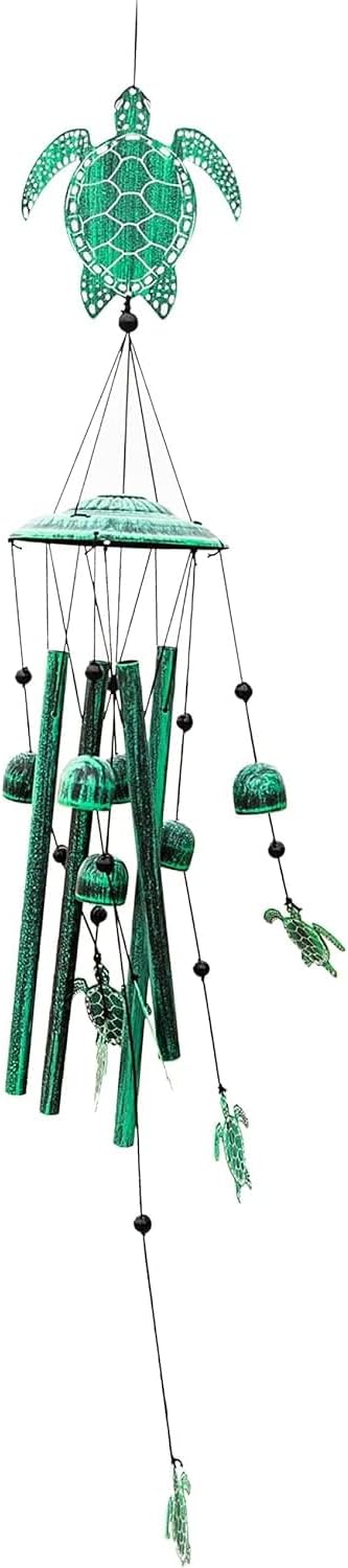 VP Home Rustic Green Turtle Wind Chimes for Outside - 33-in Harmonic Windchimes with Turtles Design for Gardens, Patios, and Porches - Thoughtful Gift for Mom, Grandma, and Turtle Lovers