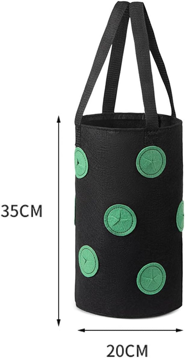 2 Pcs Hanging Planter Bags 9.84*11.81 Inch Non Woven Grow Bags 3 Gallons with 12 Holes Vertical Mounted Planting Bag Indoor Outdoor for Flower Strawberry Vegetable Tomato Potato (Black-Green)