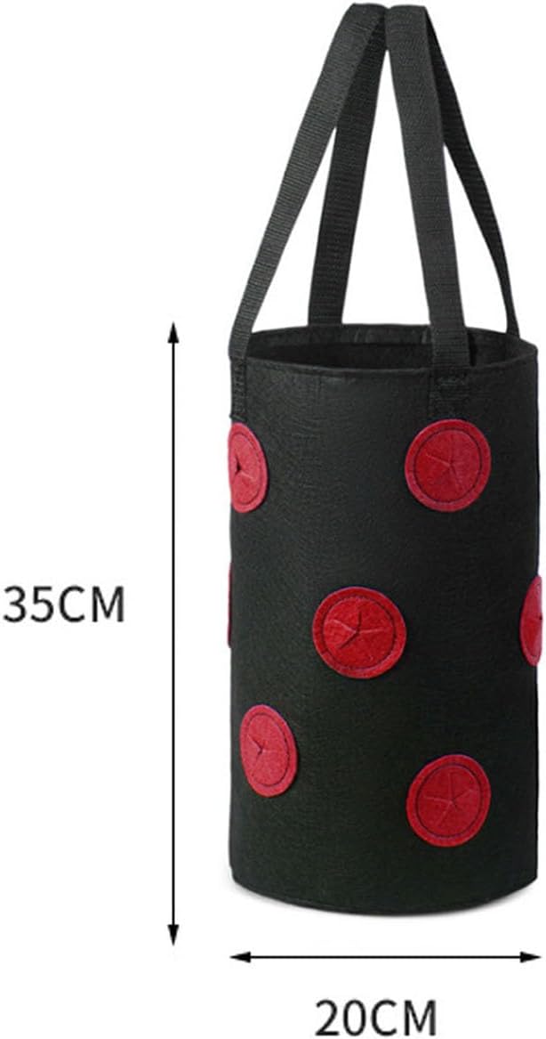 2 Pcs Hanging Planter Bags 9.84 * 11.81 Inch Non Woven Grow Bags 3 Gallons with 12 Holes Vertical Mounted Planting Bag Indoor Outdoor for Flower Strawberry Vegetable Tomato Potato (Black-Red)