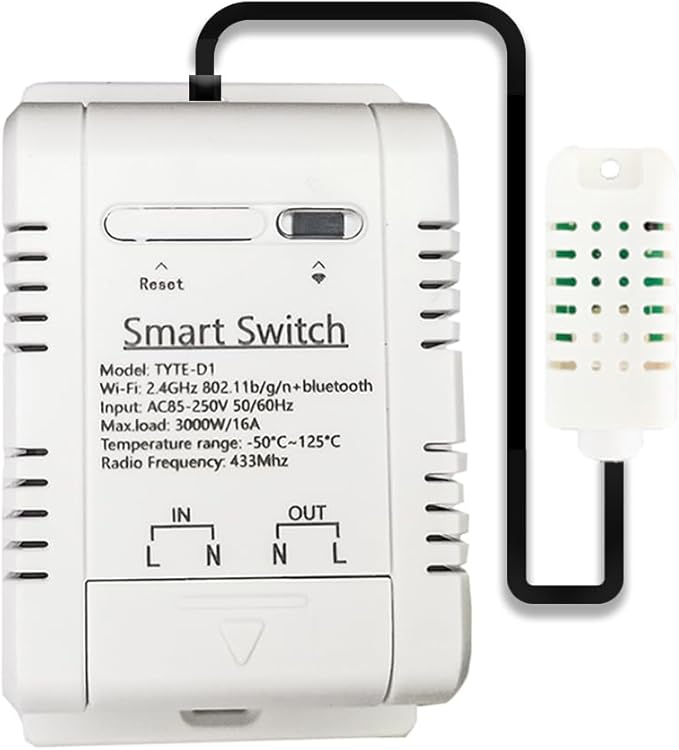 WiFi Temp-Humidity Controller Sensor Module Wireless Remote Control with Energy Consumption Monitoring, for Greenhouse, Homebrew, Climbing Pet Breeding, Incubator, Alexa Voice