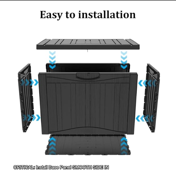 Decksplore Outdoor Storage Box Small, Lockable 45 Gallon Deck Delivery Box Waterproof, Resin Patio Storage Bin for Pool Accessories Cushion Furniture, Garden Tools, UV-Resistant Outside Black