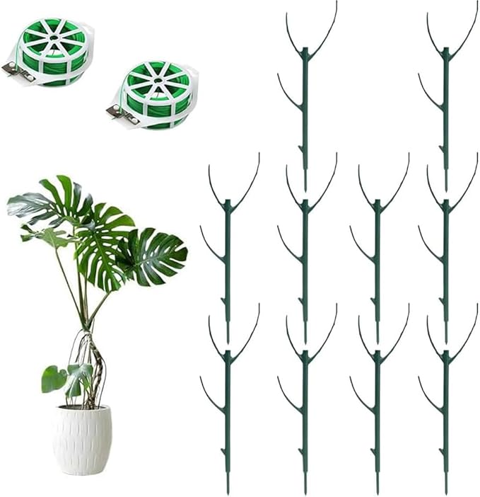 JUFFBOT Stackable Monstera Plant Support, 10 Pack Garden Plant Support Stakes for Indoor Outdoor Plants Climbing Plant Support Structures Plant Holder Stick Moss Pole for Support Tall Potted Plants