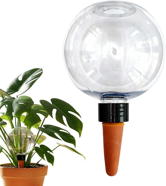 Self-Watering Globes for Indoor Plants, Clear Glass Automatic Watering Planter Insert, Self-Watering System Spikes for Release Terracotta Planter, Watering Bulbs with Slow Release (1PCS)